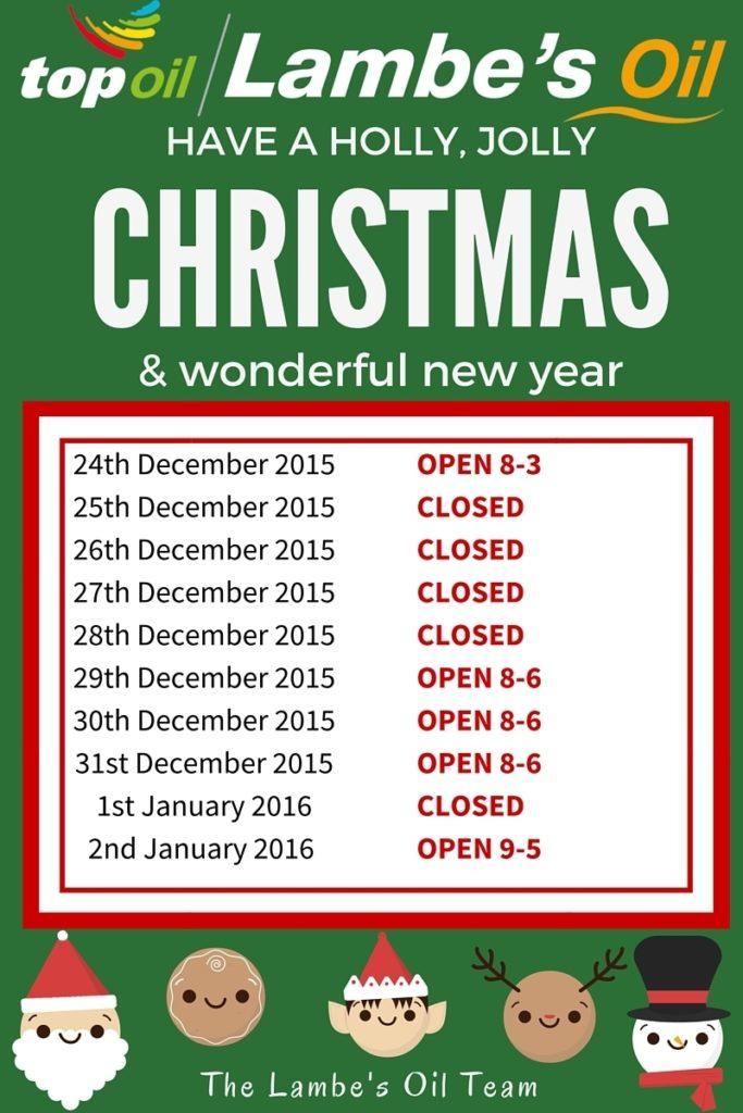 Lambe's Oil Christmas Opening Hours